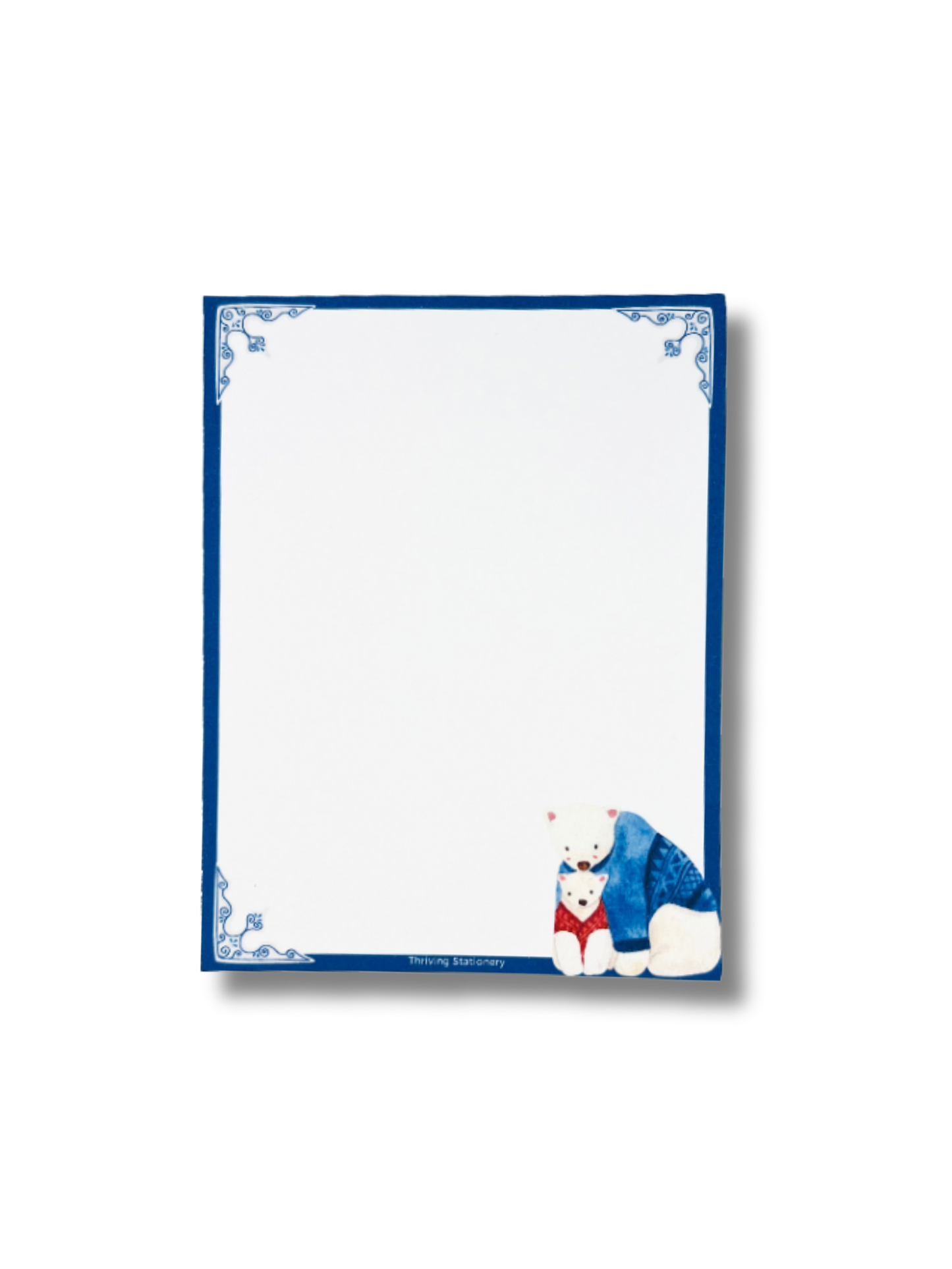 Notepad with cartoon character design on a white background