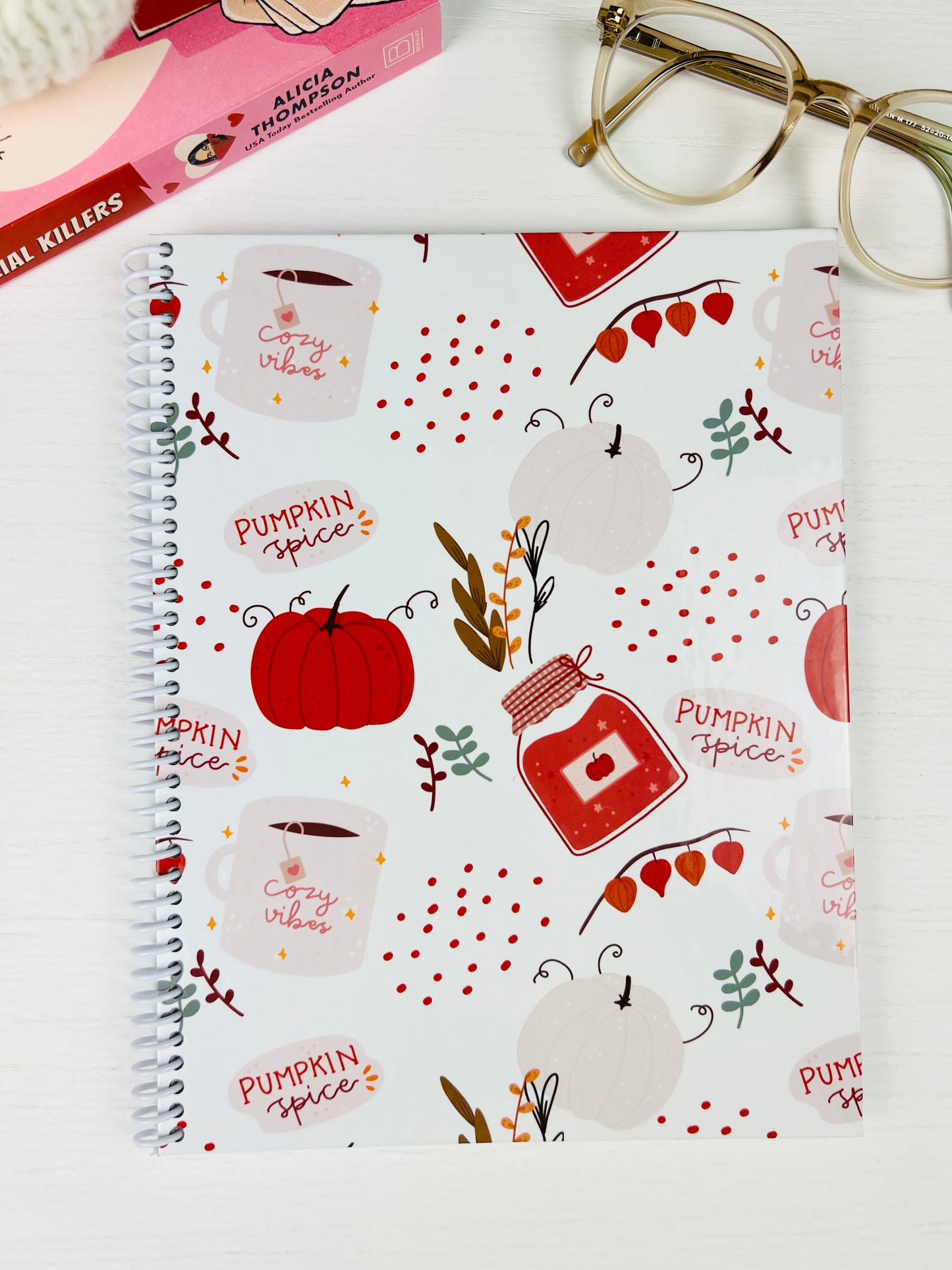 Pumpkin Spice Autumn Journal with fall-inspired cover and spiral binding