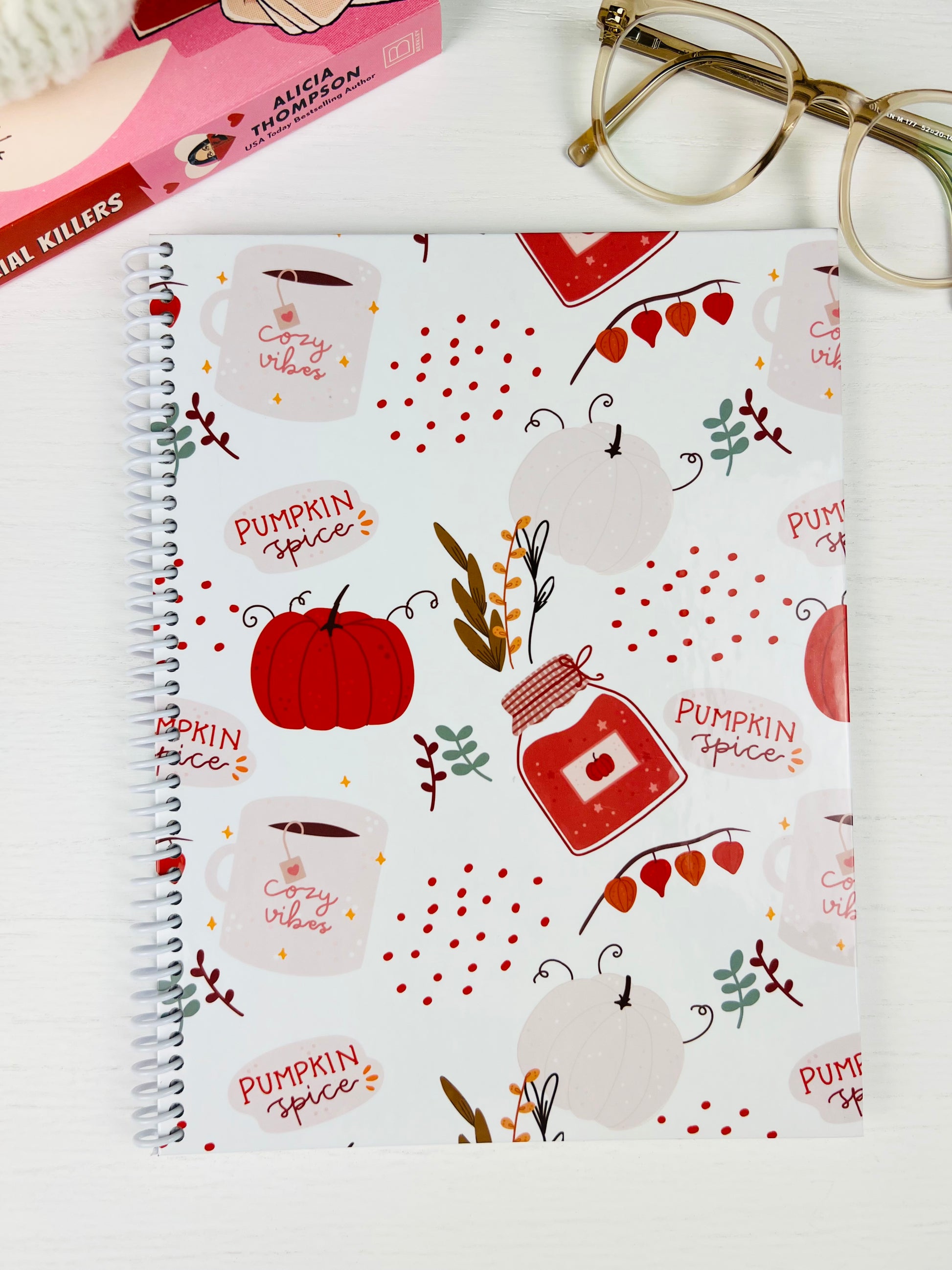 Pumpkin Spice Autumn Journal with fall-inspired cover and spiral binding
