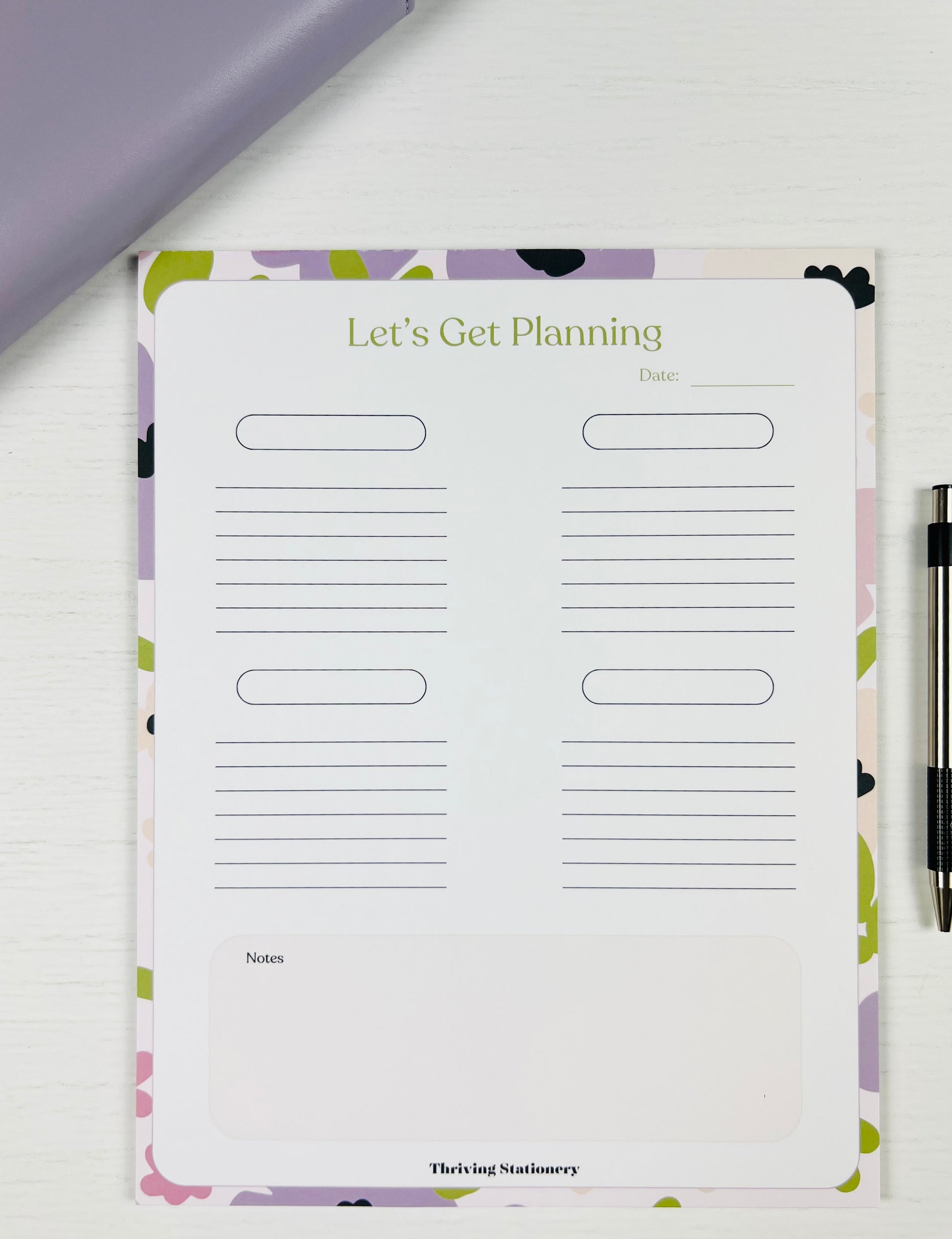 Daily Planner with minimal daily layout and soft purple design