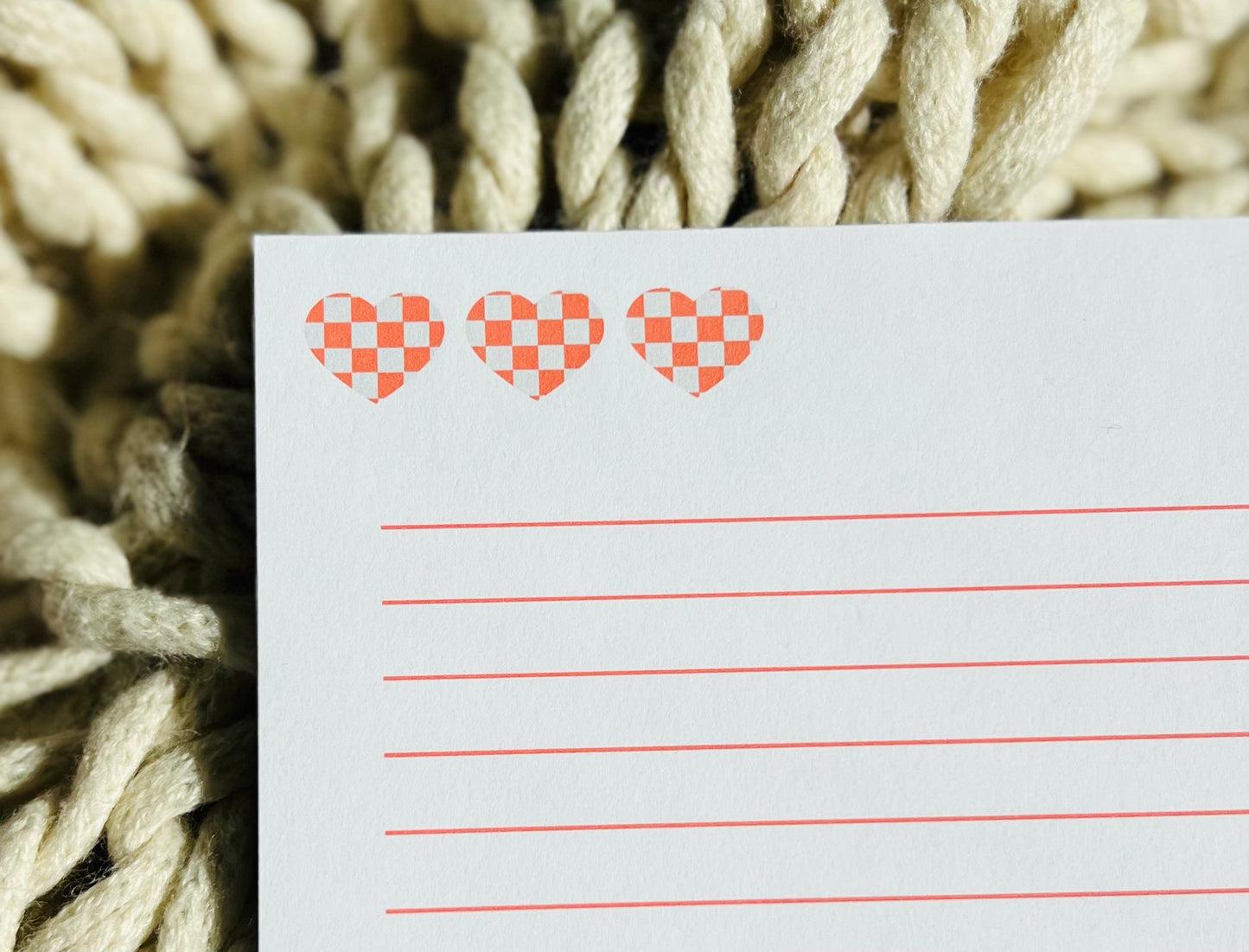 Retro Heart Lined Notepad with colorful heart design and lined pages