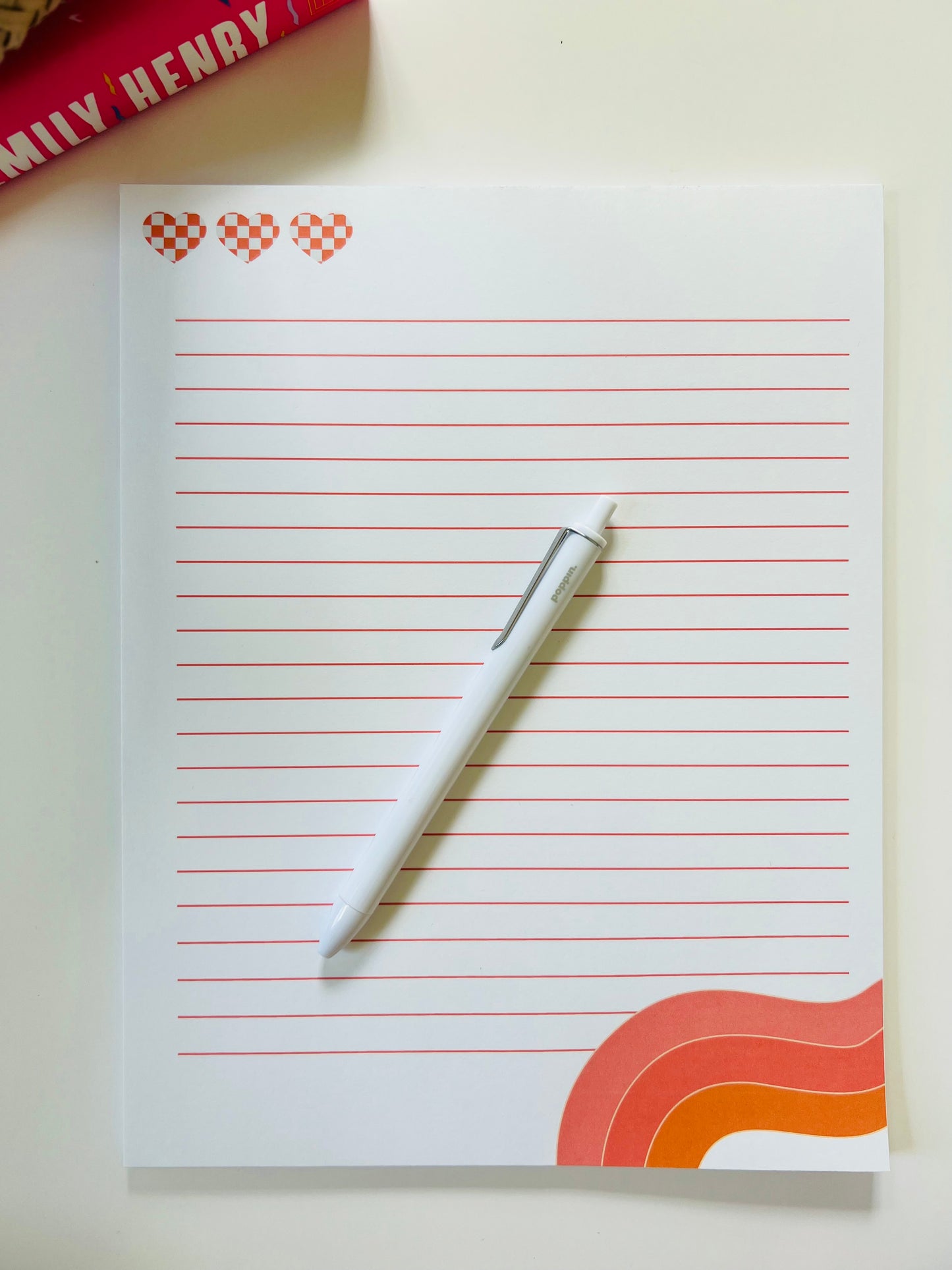 Retro Heart Lined Notepad with colorful heart design and lined pages