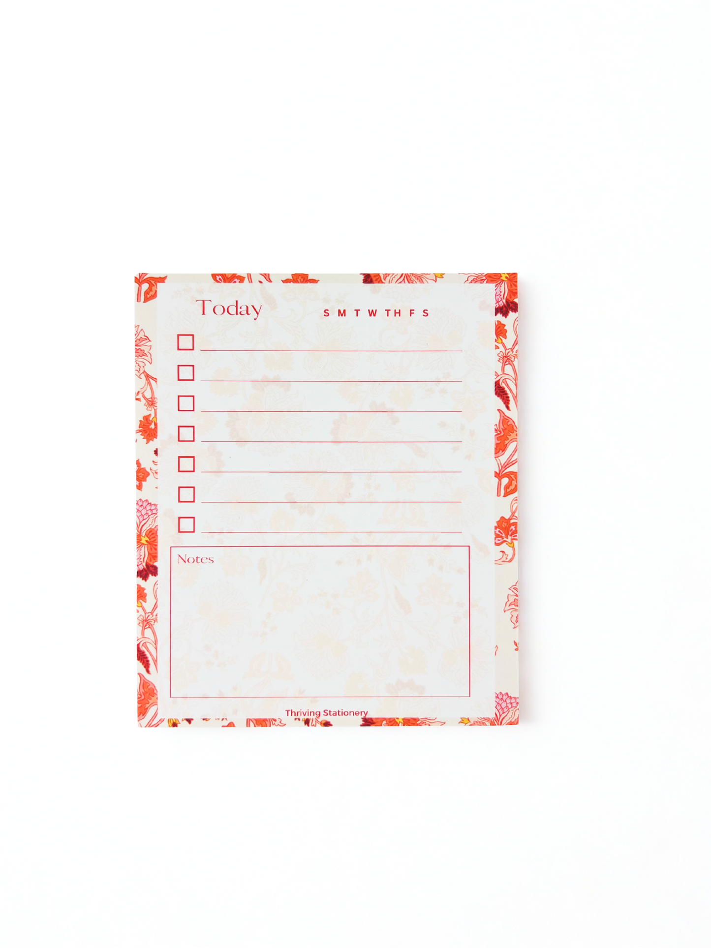 Roses in Bloom To-Do List Notepad with pink rose floral design and daily checklist layout