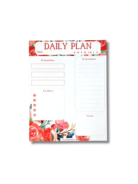 Daily planner notepad with floral design  from Thriving Stationery