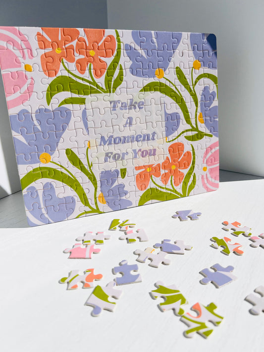 Take a Moment for Yourself Puzzle with calming pastel design and mindful message