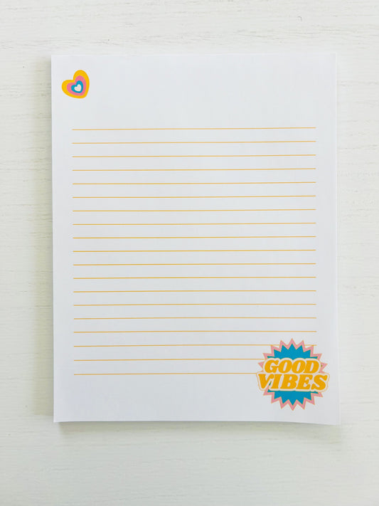 Good Vibes Large Lined Notepad