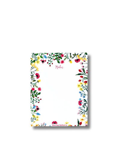 Vibrant Floral Personalized Notepad with bright floral design and blank pages