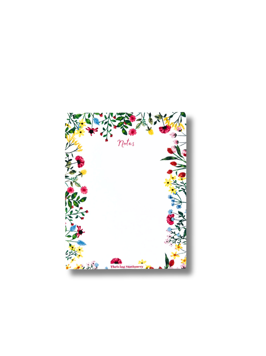 Vibrant Floral Personalized Notepad with bright floral design and blank pages