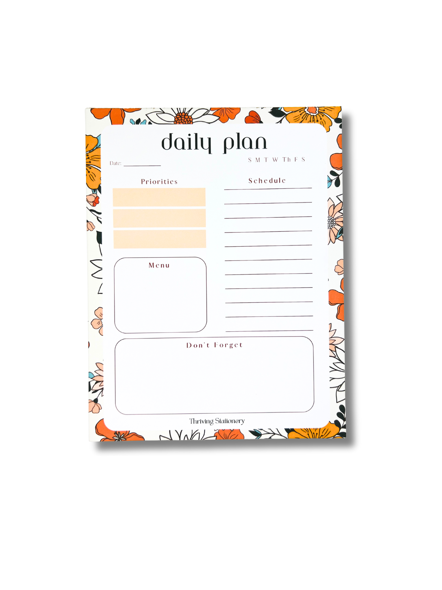 Vibrant Floral Daily Planner Notepad with colorful floral design