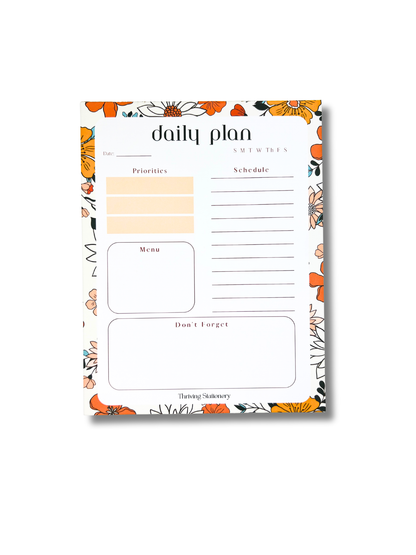 Vibrant Floral Daily Planner Notepad with colorful floral design
