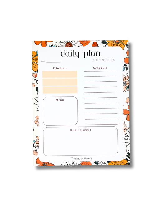 Vibrant Floral Daily Planner Notepad with colorful floral design