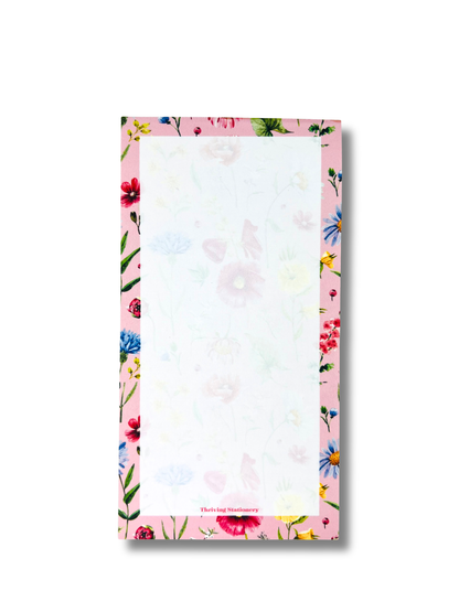 Wildflower Daydream Personalized Notepad with pink floral design and blank pages