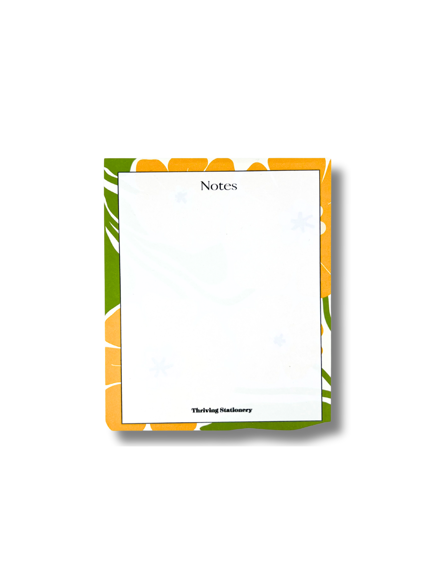 Sunbeam Floral Personalized Notepad with yellow, pink, and green floral border design
